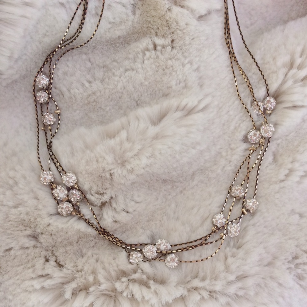 Multilayer Rhinestone Crystal Ball Necklace